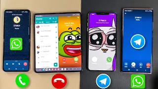 WhatsApp + Telegram + Incoming Call at the Same Time iPhone XS Max + NOTE 20 Ultra Call to Z Fold 4