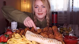 EATING | Крылья, ножки, ролл, фри CFC 😅| Wings, legs, roll, fries CFC 😅 не MUKBANG, ASMR