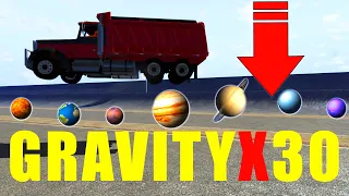 Truck Gravity Test on Sun and All Planets | BeamNG Drive