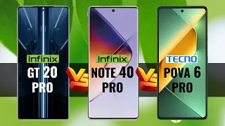 Infinix GT 20 Pro Vs Infinix Note 40 Pro Vs Tecno Pova 6 Pro