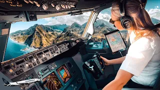 BOEING 737 Challenging TAKEOFF Madeira FUNCHAL Airport R05 | Cockpit View | Life Of An Airline Pilot