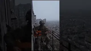 Russian soldier singing Don’t tell mom I am going to Bakhmut in Bakhmut, Ukraine