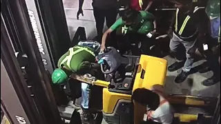 An accident by PPT (Power pallet truck)