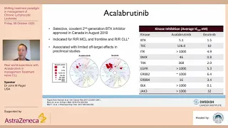 Part 4- Real world experience with Acalabrutinib in management Treatment naïve CLL- Dr. John M Pagel