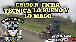 HONDA CB190R FICHA TÉCNICA LOS PRO Y CONTRAS