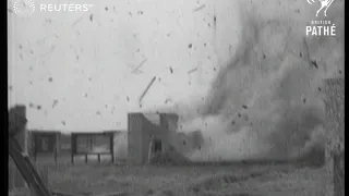 DEFENCE: Bomb shelters tested with 500 pound bomb explosion (1939)