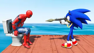 GTA 5 Water Falls Spiderman vs Sonic Ragdolls & Fails Ep.2 (Funny Moments)