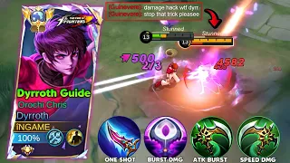 DYRROTH BEST GUIDE AGAINST GUINEVERE BUFFED 2ND SKILL🔥(NEW BROKEN 1 SHOT BUILD)