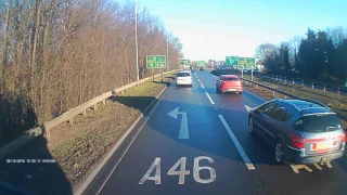 Car cutting up a 44 tonn truck on the A46/A1