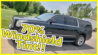 FULL Windshield Tint Install on a GMC Yukon Denali XL in 70% Ceramic Film