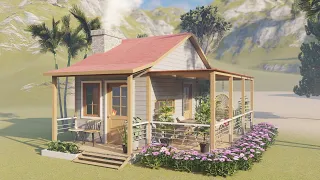 5x7 M (35 SQM) Charming Small House Design Living off grid and floor plan