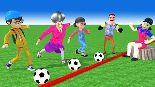 Scary Teacher 3D vs Squid Game Footballs Challenge 5 Times Nick vs Tani and Miss T Win