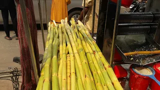 100% Sweet And Fresh! A Process Of Making Sugarcane Juice#street food