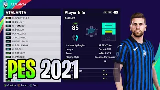 ATALANTA Players Faces & Ratings | PES 2021