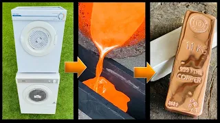 Street Scrapping Double Dryer Melt Down - Trash To Treasure - ASMR Metal Melting - BigStackD Copper