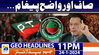 Geo News Headlines 11 PM - 𝐏𝐓𝐈 - 𝐈𝐦𝐫𝐚𝐧 𝐊𝐡𝐚𝐧 | 24 January 2024