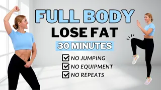 🔥30 Min Full Body Fat Burn HIIT (NO JUMPING)🔥Ab, Core, Arm, Back, Leg, Thigh & Cardio🔥ALL STANDING🔥