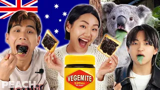 Koreans Try Australian Snacks for the First Time! (Vegemite Mukbang) 🇦🇺 | Peach Korea