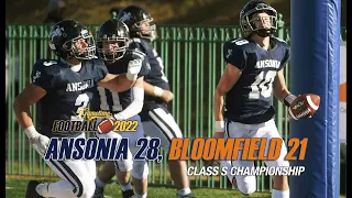 Ansonia wins Class S football championship, 28-21, over Bloomfield