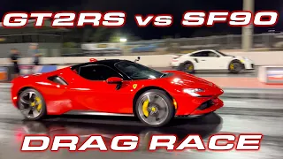 Ferrari SF90 vs Porsche GT2RS Drag Race