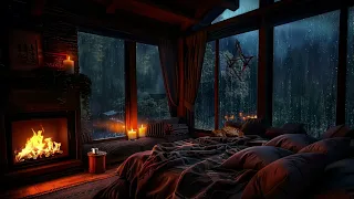 Bedroom Haven - Thunderstorm, Fireplace & Dimmed Lights