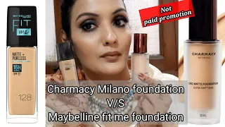 Charmacy Milano foundation v/s Maybelline fit me foundation #honest review #best foundation