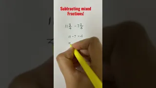 How to Subtract Mixed Fractions #shorts #math #shorttrick #fractions #percentages #tutor #learning