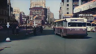 New York 1940s In color, Time square [60fps, Remastered] w/sound design added