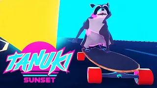 Tanuki goes down the hill at high speed!! 🛹🌪🦊 - Tanuki Sunset Classic GamePlay 🎮📱