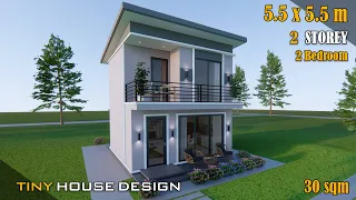Small House Design | 5.50m x 5.50 m (30 sqm) | 2 Storey with 2 Bedroom