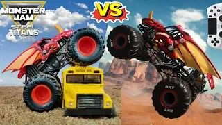 MONSTER JAM Freestyle Steel Titans Video Game vs Spin Master MONSTER TRUCK