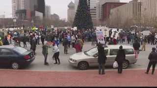 Protesters gather in downtown St. Louis demanding Hawley resign