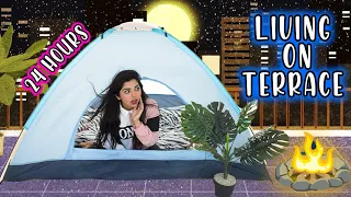 LIVING IN A TENT ON A HAUNTED TERRACE FOR 24 HOURS 😱 *Overnight Challenge*