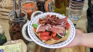 Italian "Friselle" From Apulia with Caciocavallo Cheese and Parma Ham. London Street Food