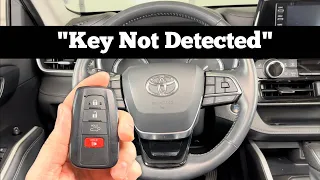 How To Start A 2020 - 2022 Toyota Highlander With Key Not Detected - Dead Remote Key Fob Battery