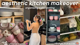 my aesthetic kitchen makeover🧺🏡🎀|قادينا الكوزينة الجديدة و رتبناها☁️💗(cleaning, organising&shopping)
