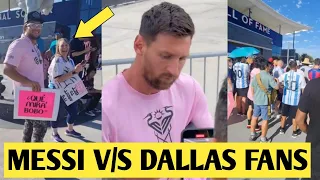 Dallas Fans line up for kilometers at Toyota Stadium to watch Messi Play