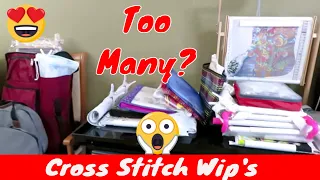 HUGE COLLECTION  ALL MY CROSS STITCH WIP's #floss #collection #crossstitch