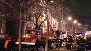 Масштабный пожар в центре Киева  на Панаса Мирного: Э