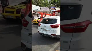 yellow Lamborghini huverecan seen during lockdown Delhi.