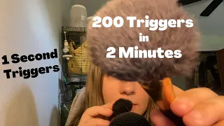 ASMR 200 Triggers in 2 Minutes (Fast 1 Second Triggers)