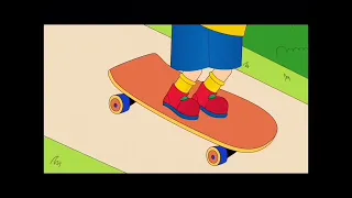 Caillou falls off his skateboard and cries like a baby