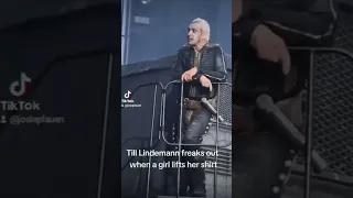 rammstein - Till Lindemann get freaks out when a girl lifts her shirt