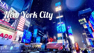 Snow night at Times Square New York City  !