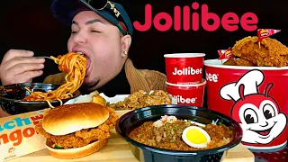 First Time Trying JOLLIBEE • Filipino Spicy Fried Chicken • Sweet Spaghetti • Palabok • Adobo Rice