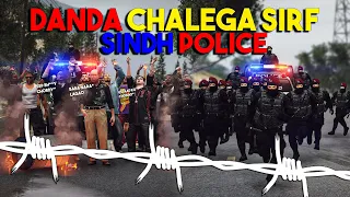 SINDH POLCE LAATHEE CHARGE ON SAIN AND THE SHAPATARS | REAL LIFE MOD | GTA 5 PAKISTAN