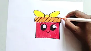 How to draw a Gift Box - Coloring for Kids & Toddlers | Art, Draw, Paint Happy Kids Colors