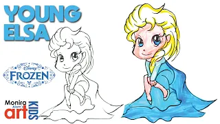 How to Draw Young Elsa | Disney Frozen | Easy Kids Drawing