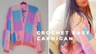 CROCHET EASY PATCHWORK CARDIGAN FOR BEGINNERS