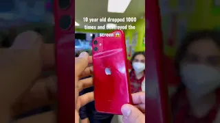 10 year old child destroyed the #iphone very badly😱 #shorts #apple #iphone13 #ios #android #samsung